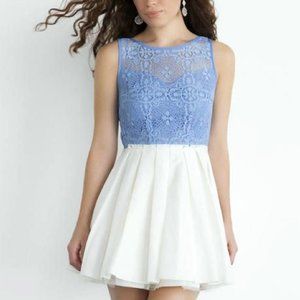 Jun & Ivy Blue and White Lace Cocktail Dress